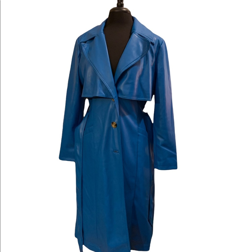 INC International Concepts Blue Trench Coat - Picture 5 of 13